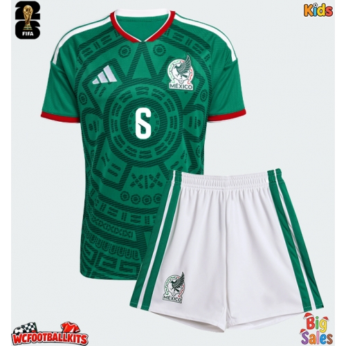 Mexico Erik Lira #6 Replica Home Stadium Kit for Kids World Cup 2026 Short Sleeve (+ pants)